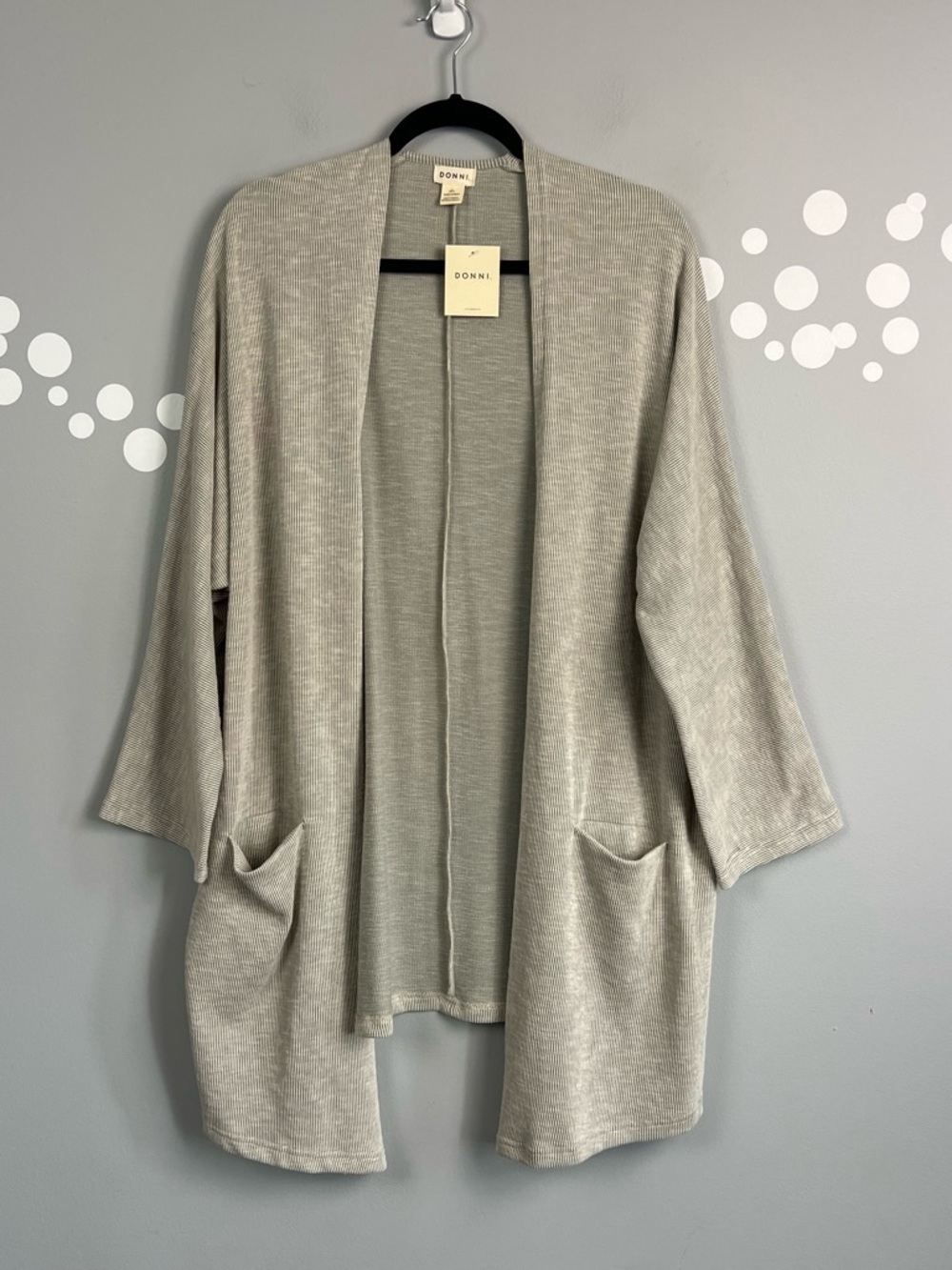 Donni. Sandwash Ribbed Duster Cardigan Open Front Sweater OS NWT